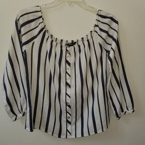 Velvet Heart Top Blue Stripes M